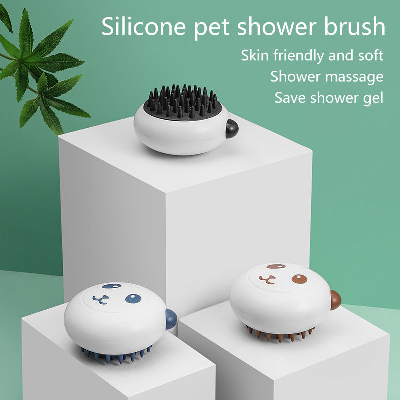 Silicone Pet Cat And Dog Shower Soft Bristled Brush Panda Shape Pet Soft Massage