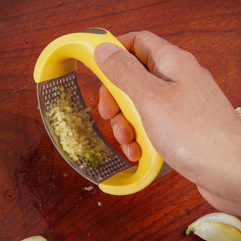 Stainless Steel Garlic Masher Press Manual Curve