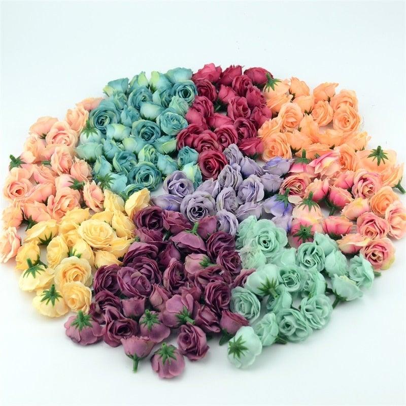 10/50/100pcs 2.5cm Mini Artificial Silk Flower Rose Heads For Crafts Wedding Home Decor