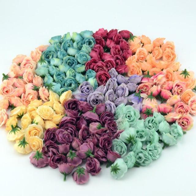 10/50/100pcs 2.5cm Mini Artificial Silk Flower Rose Heads For Crafts Wedding Home Decor
