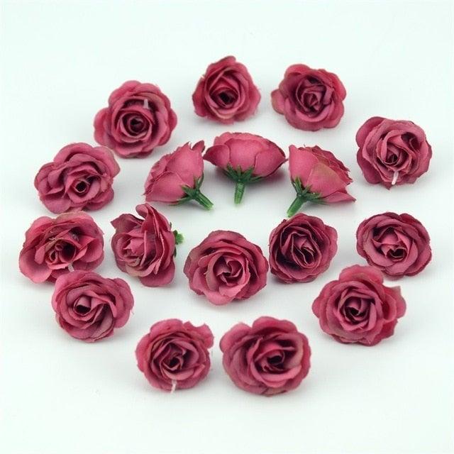 10/50/100pcs 2.5cm Mini Artificial Silk Flower Rose Heads For Crafts Wedding Home Decor