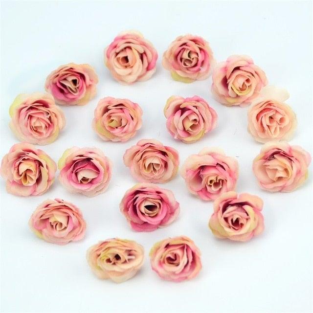 10/50/100pcs 2.5cm Mini Artificial Silk Flower Rose Heads For Crafts Wedding Home Decor