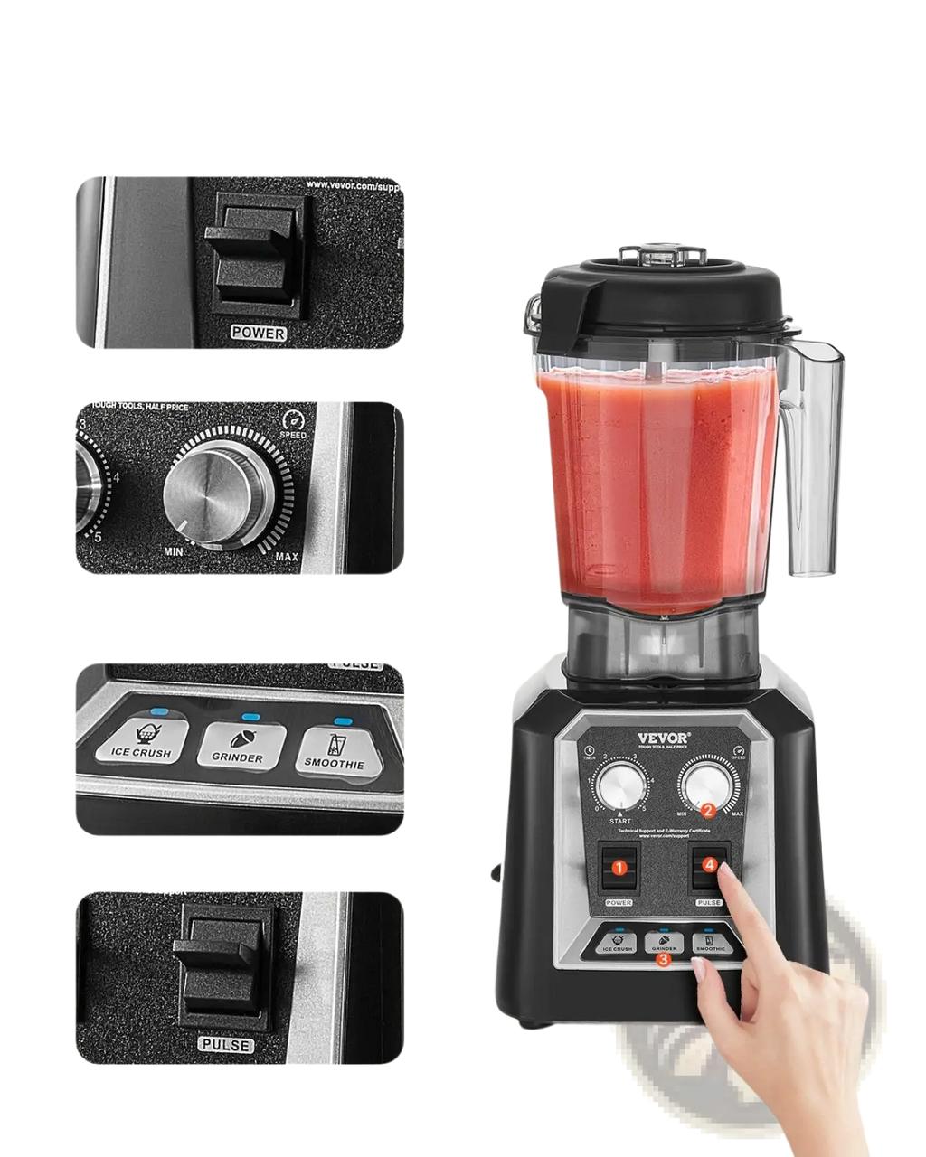 1400w High Speed Blender 68 Oz Smoothie Maker with Grinder