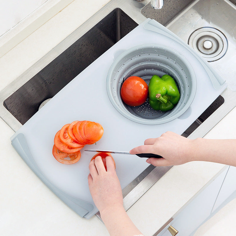 Innovative Multi-Functional 3 in 1 Chopping Board Detachable Folding Drain Basket