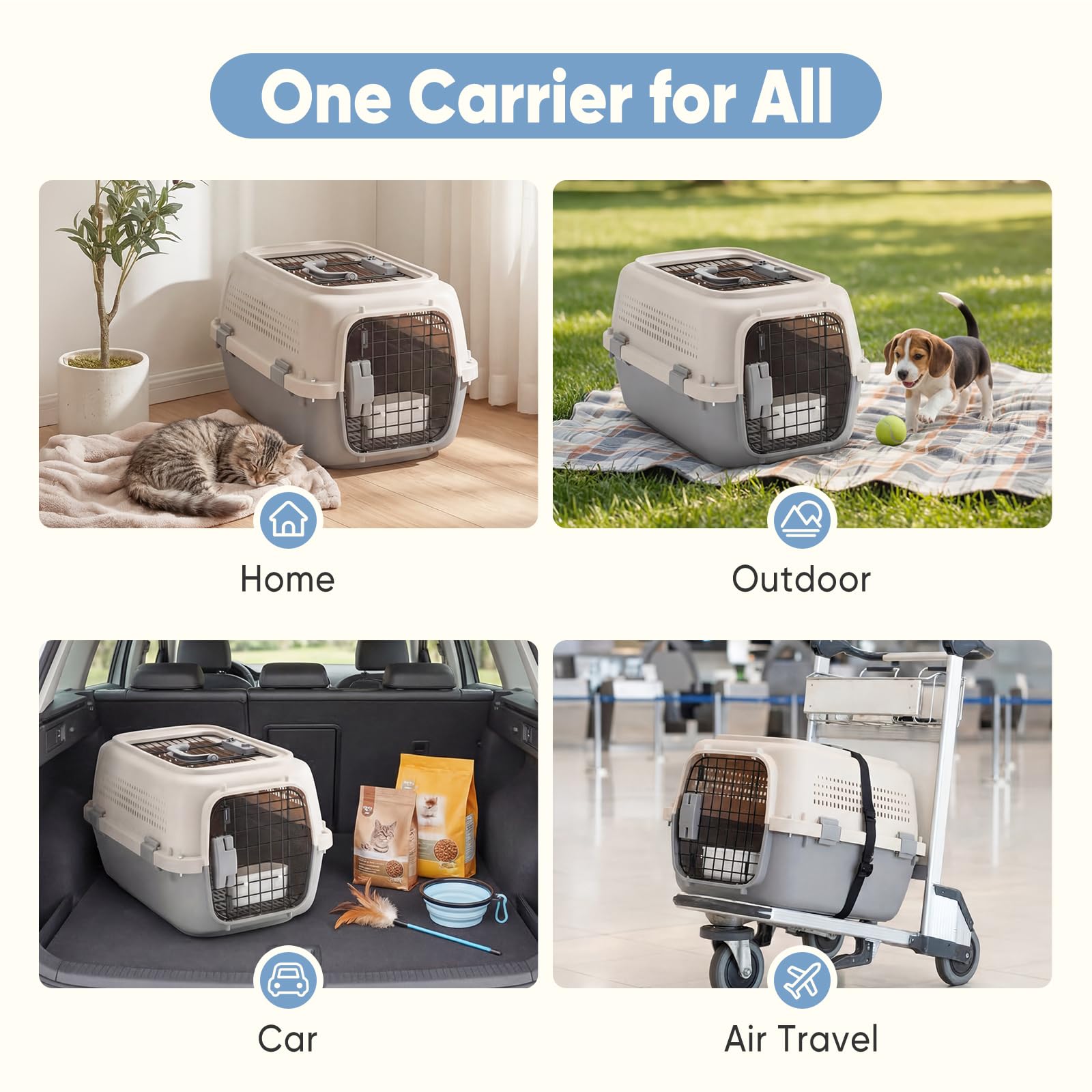 Pet Carrier For Small Dogs & Cats, Airline Approved Travel Crate