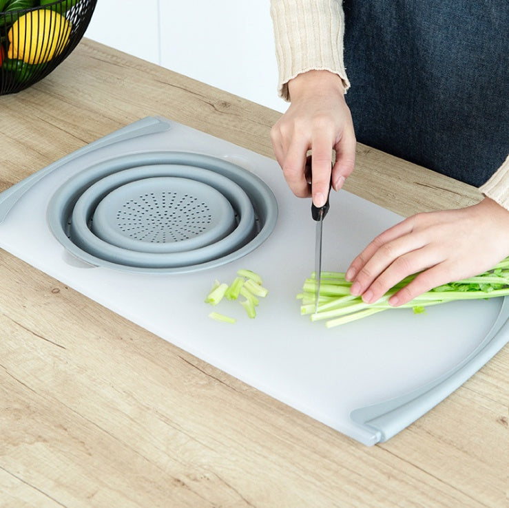Innovative Multi-Functional 3 in 1 Chopping Board Detachable Folding Drain Basket
