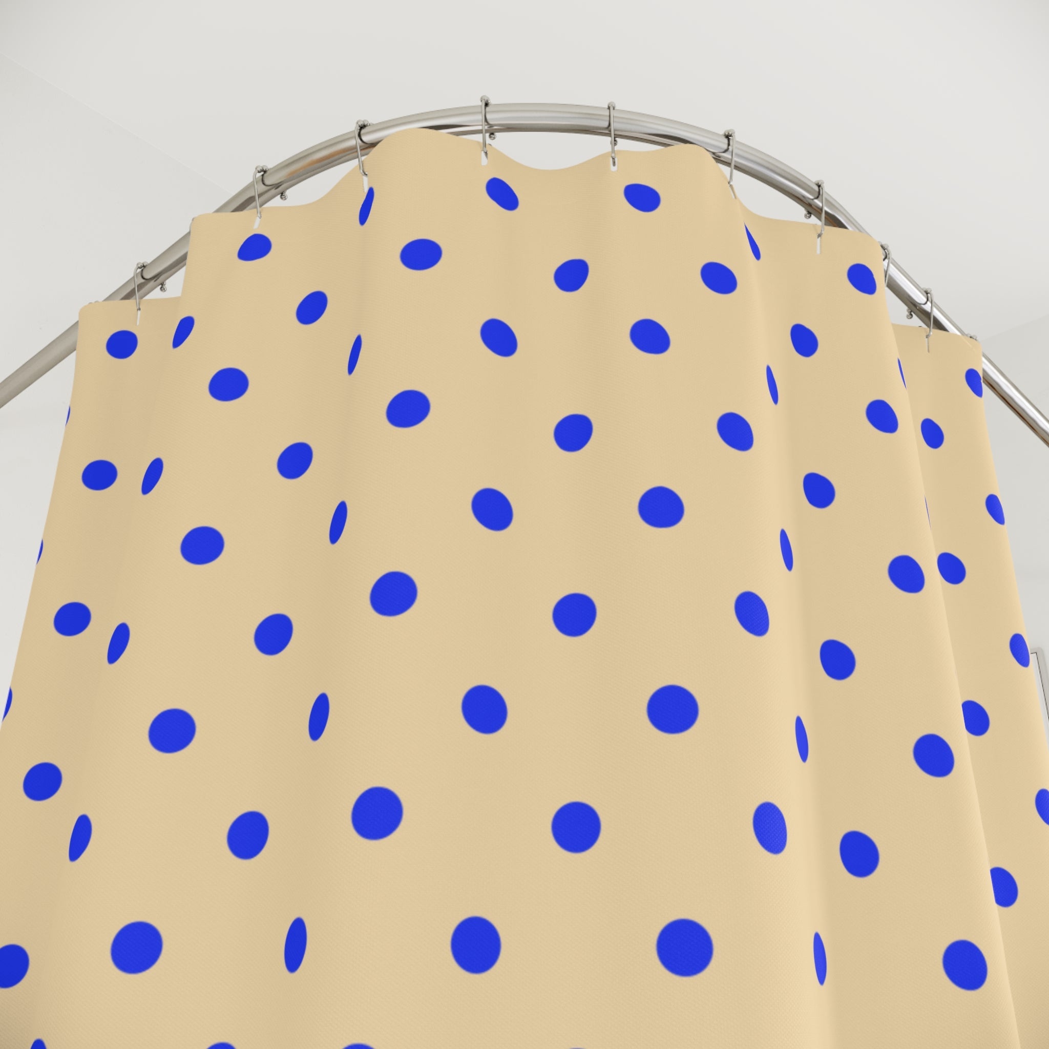 Electric Blue Polka Dot Shower Curtain — Modern Polka Dot Bathroom Decor