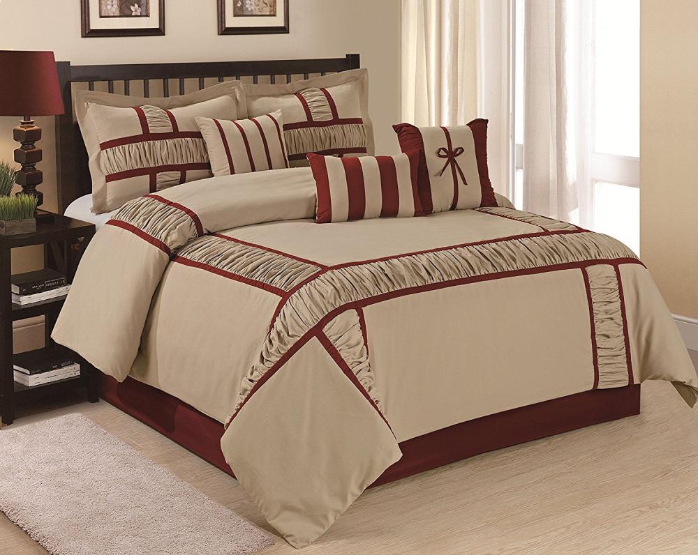 7 Piece Microfiber Ruffle and Patchwork Comforter Set