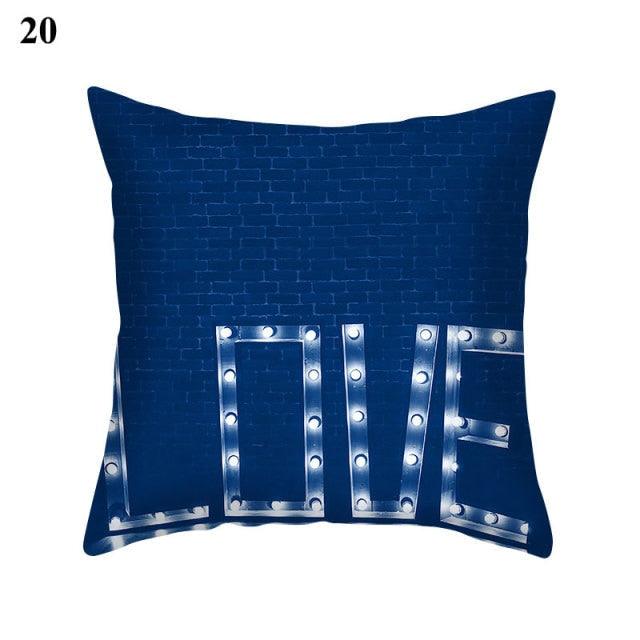 1Pcs Blue Pattern Cushion Cover Polyester Pillowcase