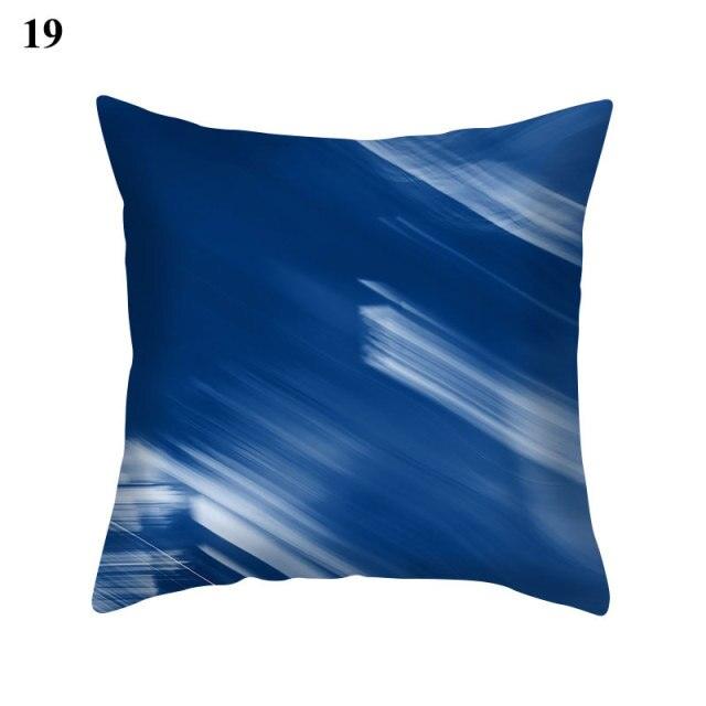 1Pcs Blue Pattern Cushion Cover Polyester Pillowcase