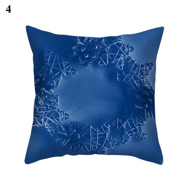 1Pcs Blue Pattern Cushion Cover Polyester Pillowcase