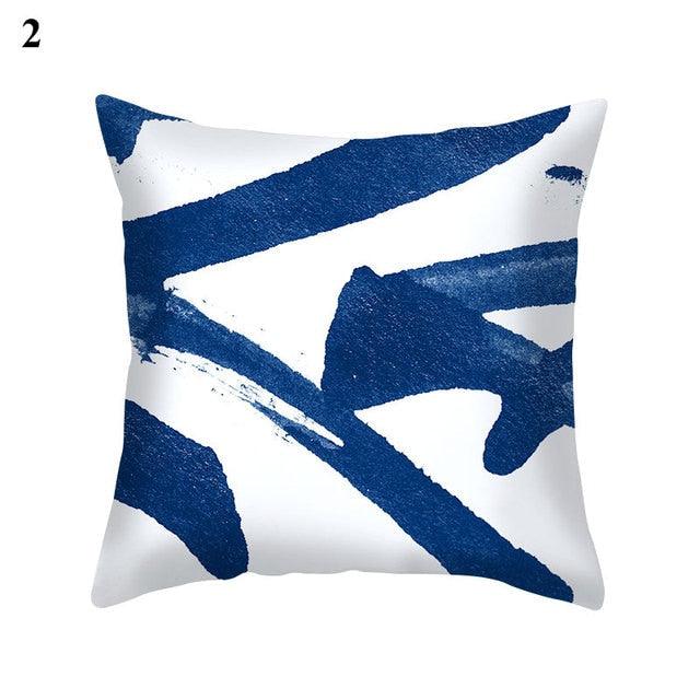 1Pcs Blue Pattern Cushion Cover Polyester Pillowcase