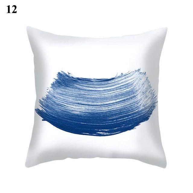 1Pcs Blue Pattern Cushion Cover Polyester Pillowcase