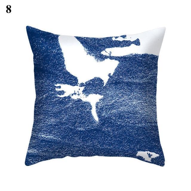 1Pcs Blue Pattern Cushion Cover Polyester Pillowcase