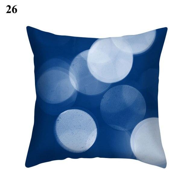 1Pcs Blue Pattern Cushion Cover Polyester Pillowcase