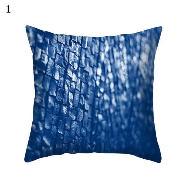 1Pcs Blue Pattern Cushion Cover Polyester Pillowcase