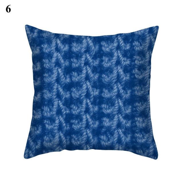 1Pcs Blue Pattern Cushion Cover Polyester Pillowcase