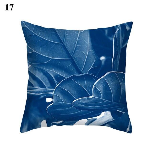 1Pcs Blue Pattern Cushion Cover Polyester Pillowcase