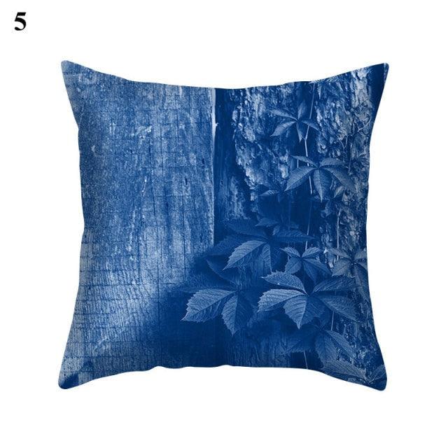 1Pcs Blue Pattern Cushion Cover Polyester Pillowcase