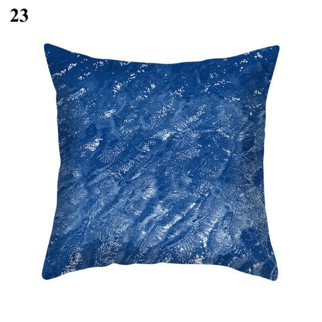 1Pcs Blue Pattern Cushion Cover Polyester Pillowcase