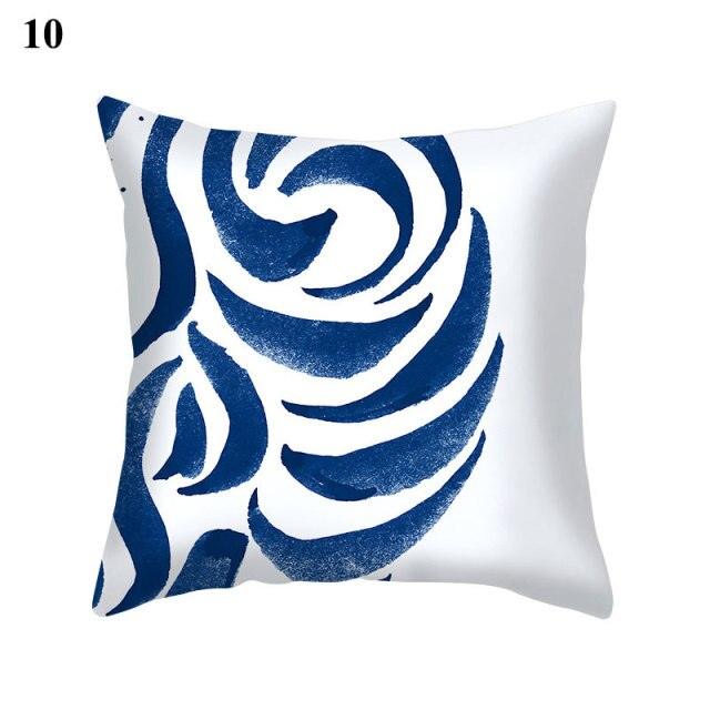 1Pcs Blue Pattern Cushion Cover Polyester Pillowcase