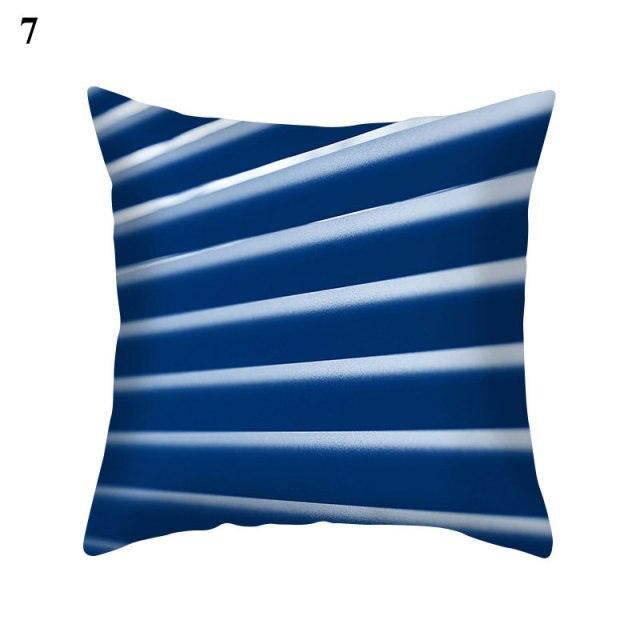 1Pcs Blue Pattern Cushion Cover Polyester Pillowcase