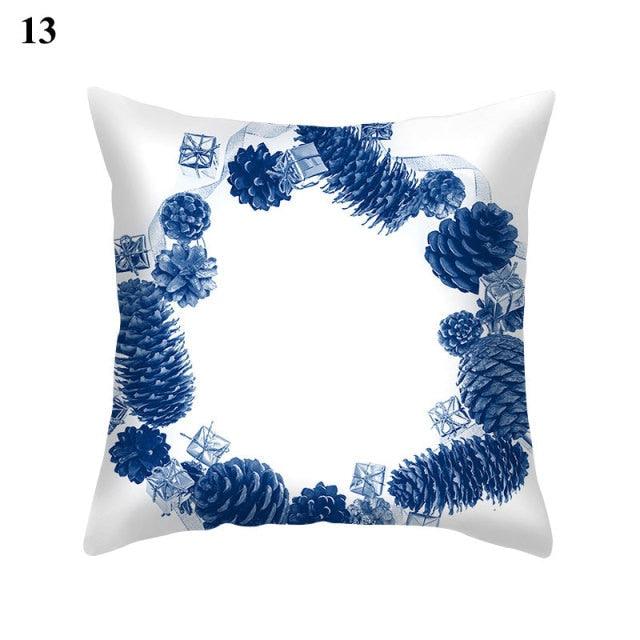 1Pcs Blue Pattern Cushion Cover Polyester Pillowcase