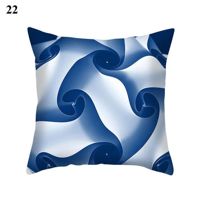 1Pcs Blue Pattern Cushion Cover Polyester Pillowcase