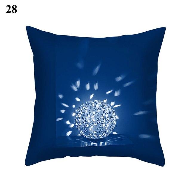 1Pcs Blue Pattern Cushion Cover Polyester Pillowcase