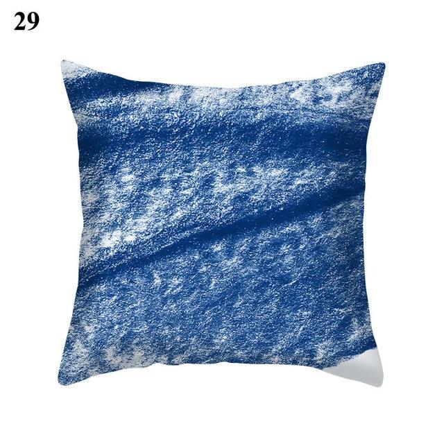 1Pcs Blue Pattern Cushion Cover Polyester Pillowcase