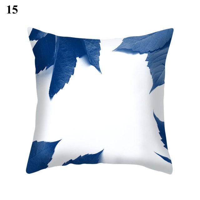 1Pcs Blue Pattern Cushion Cover Polyester Pillowcase