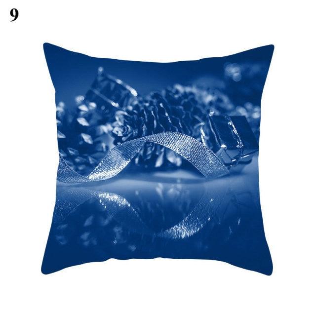1Pcs Blue Pattern Cushion Cover Polyester Pillowcase