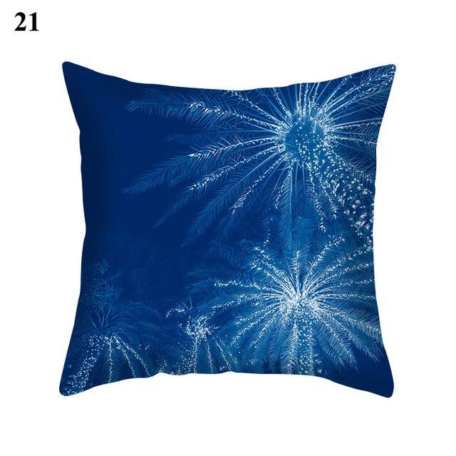 1Pcs Blue Pattern Cushion Cover Polyester Pillowcase