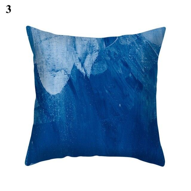 1Pcs Blue Pattern Cushion Cover Polyester Pillowcase