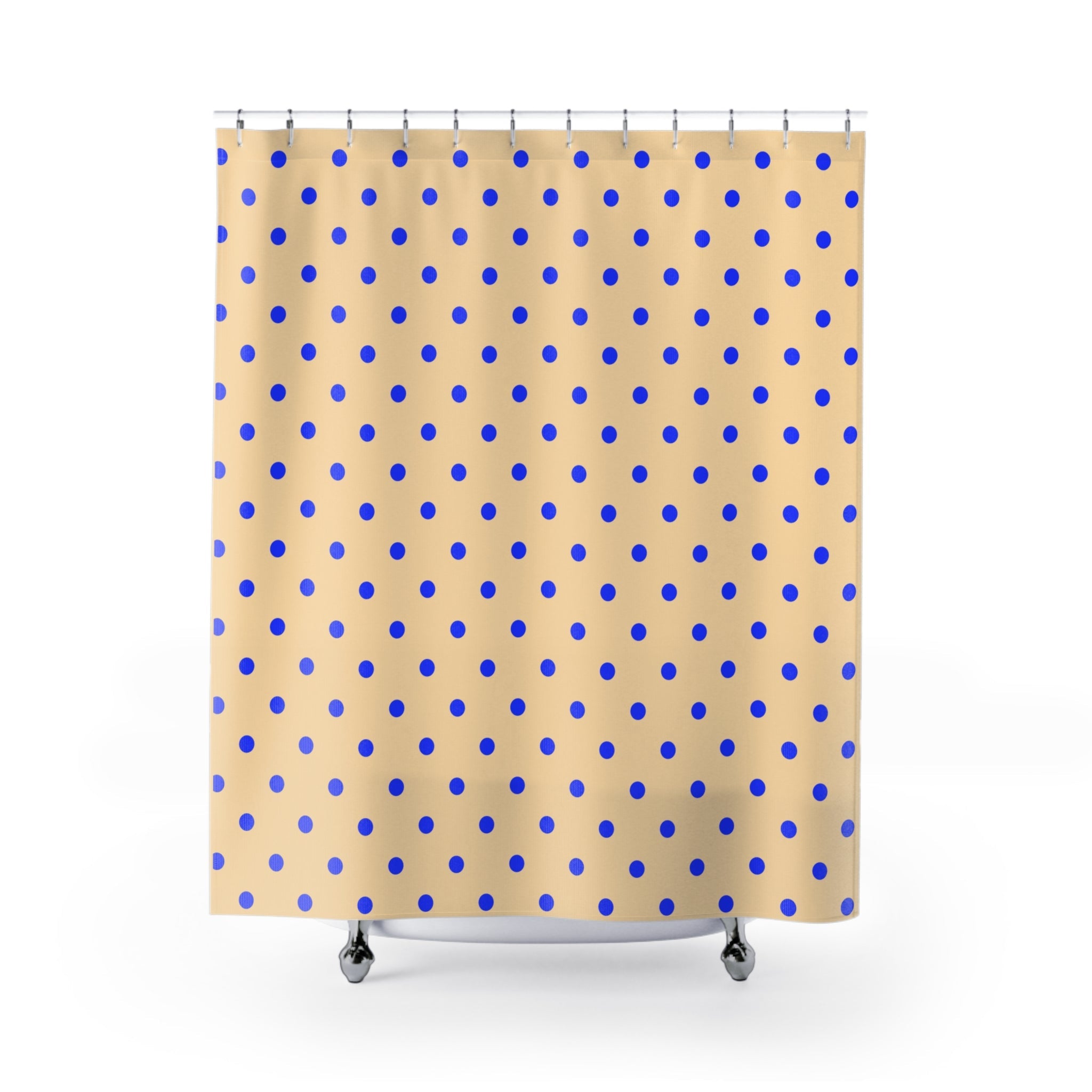 Electric Blue Polka Dot Shower Curtain — Modern Polka Dot Bathroom Decor