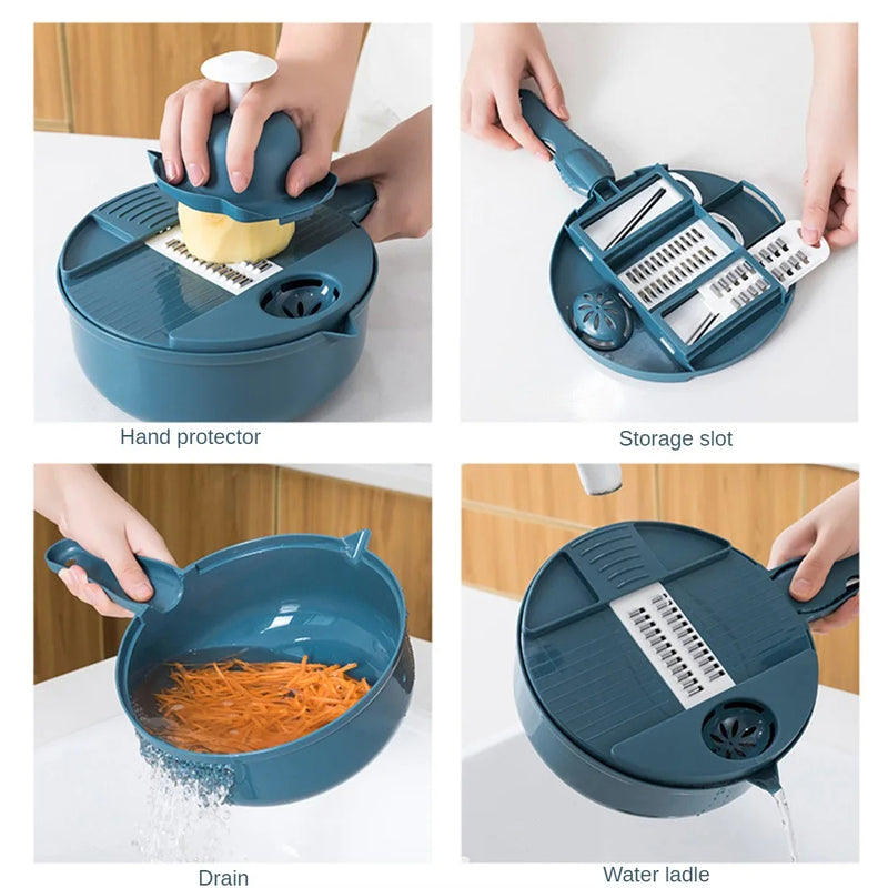 Vegetable Cutter Multifunctional Grater Slicer with Container Kitchen Gadgets