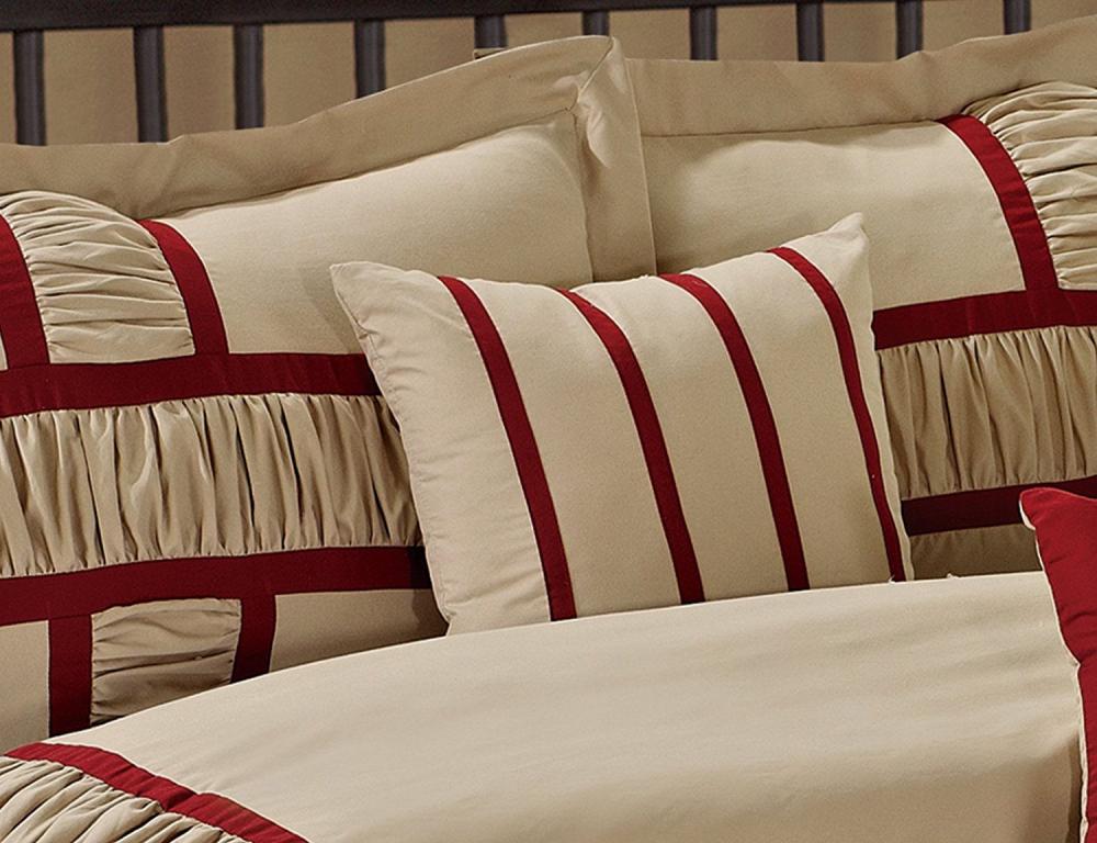 7 Piece Microfiber Ruffle and Patchwork Comforter Set