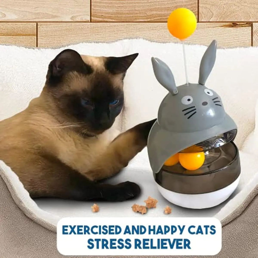 Interactive Cat Feeder - Treat Dispenser - Exercise Toy - Sounding Bell Cat Tower