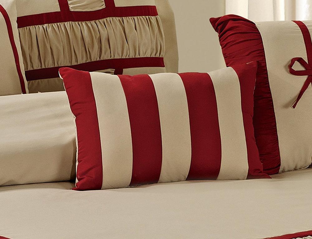 7 Piece Microfiber Ruffle and Patchwork Comforter Set