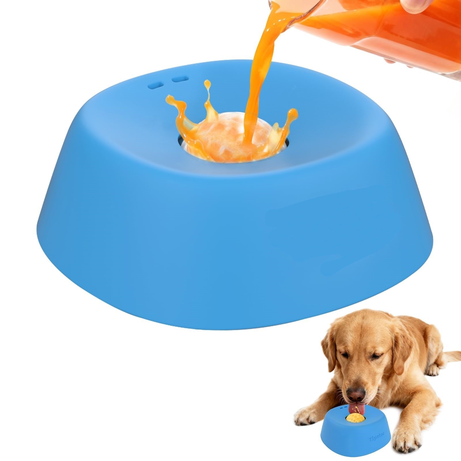 Pet Slow Feeder Non-Slip Spherical Dog Licking Bowl for Liquid Treats Bone Broth Yogurt