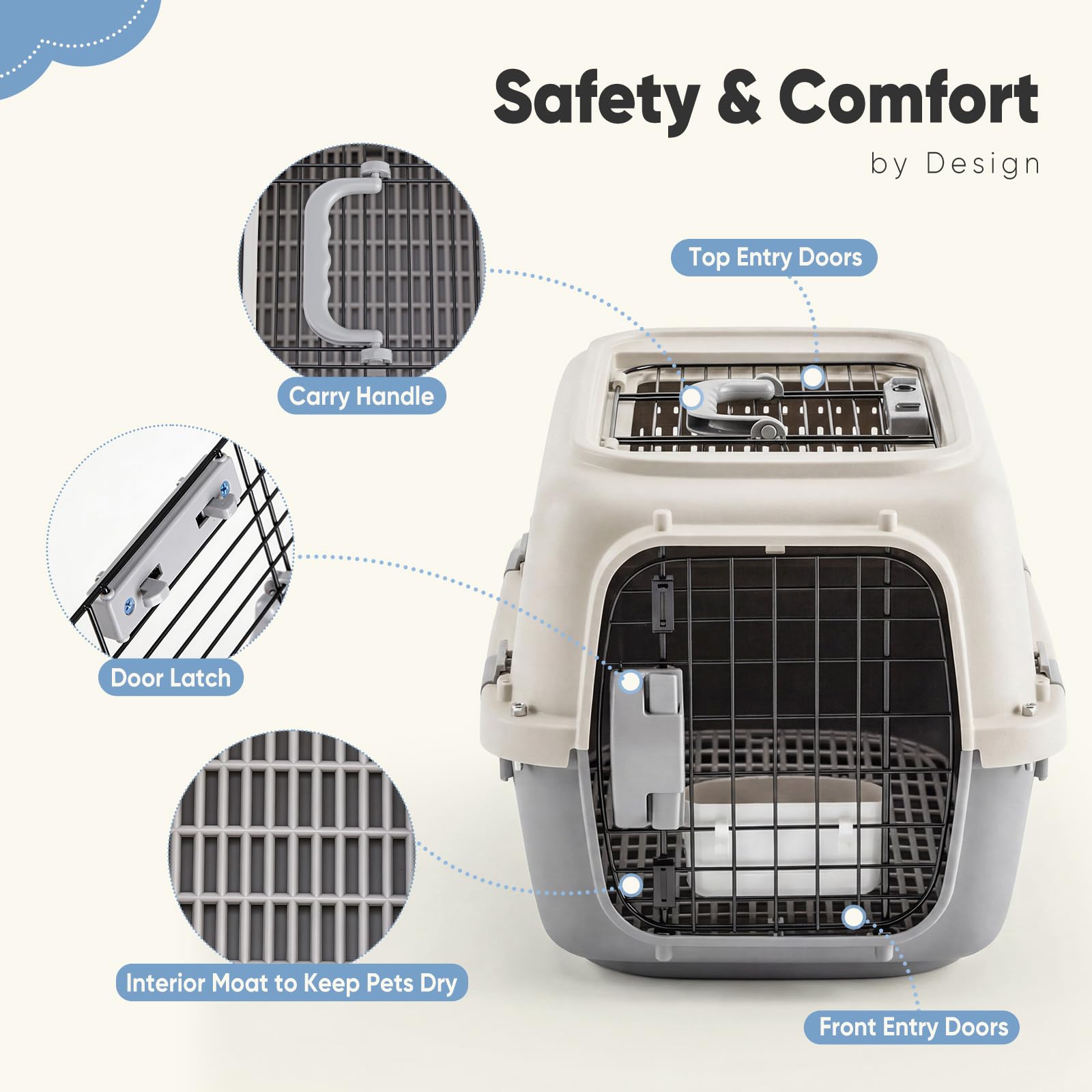 Pet Carrier For Small Dogs & Cats, Airline Approved Travel Crate