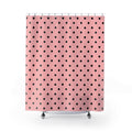 Pink and Black Polka Dot Shower Curtain — Chic Retro Bathroom Decor