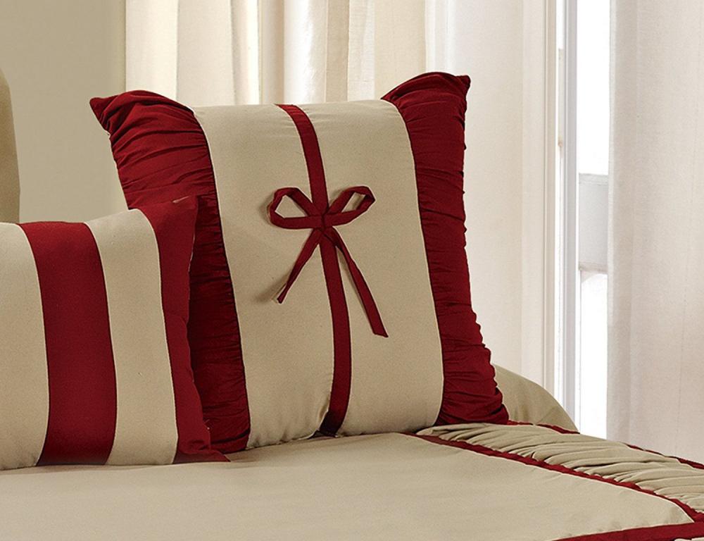 7 Piece Microfiber Ruffle and Patchwork Comforter Set