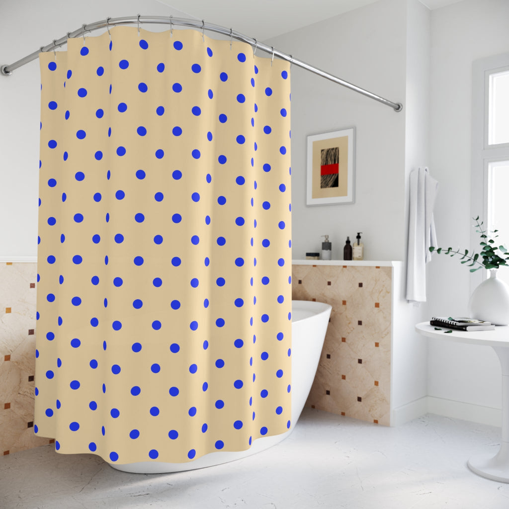 Electric Blue Polka Dot Shower Curtain — Modern Polka Dot Bathroom Decor