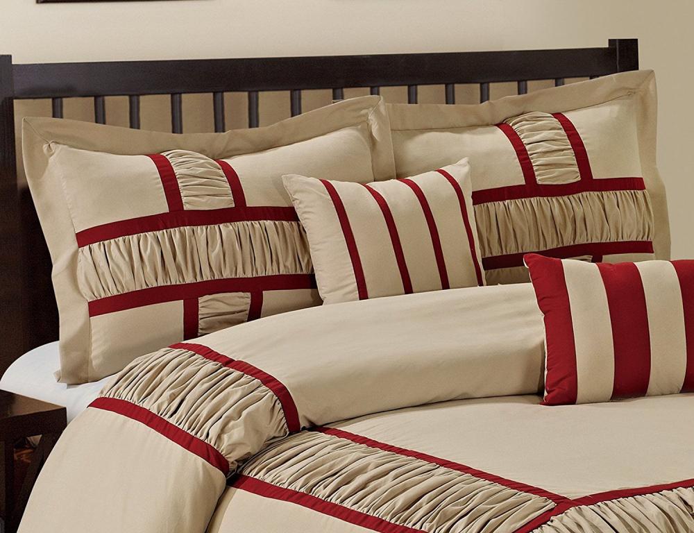7 Piece Microfiber Ruffle and Patchwork Comforter Set