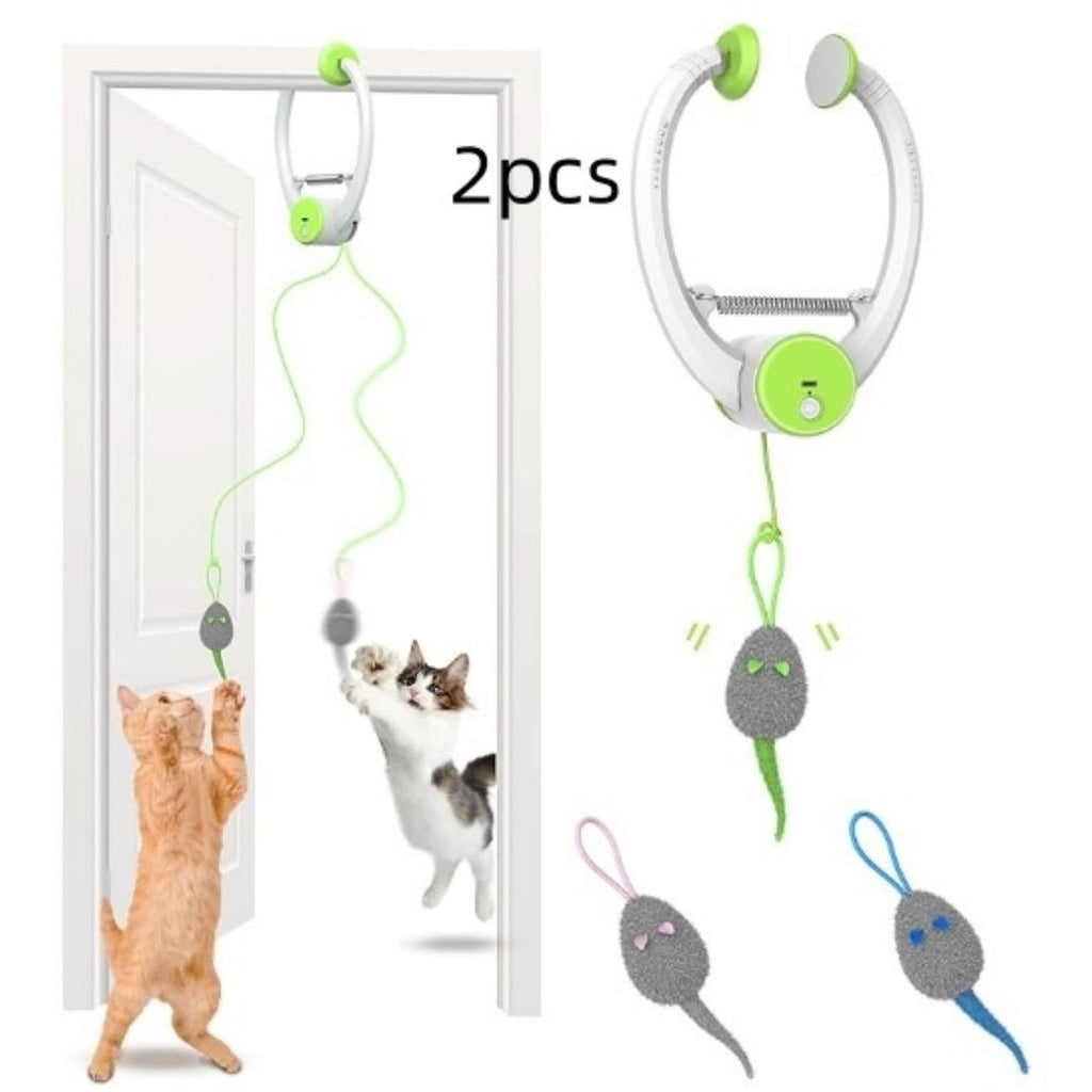 Colorful Beating Mouse Electric Door Holder Hanging Automatic Interactive Toy