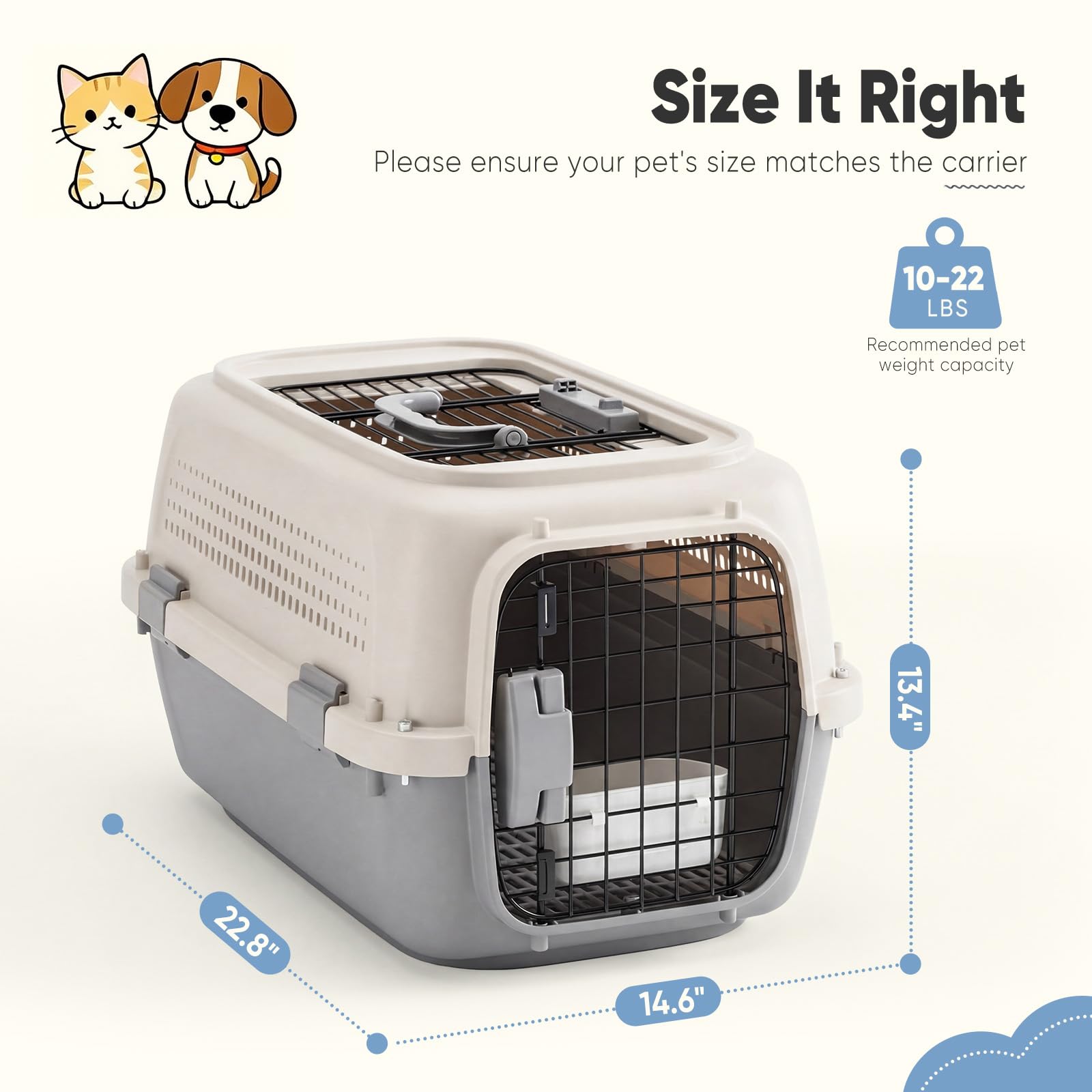 Pet Carrier For Small Dogs & Cats, Airline Approved Travel Crate