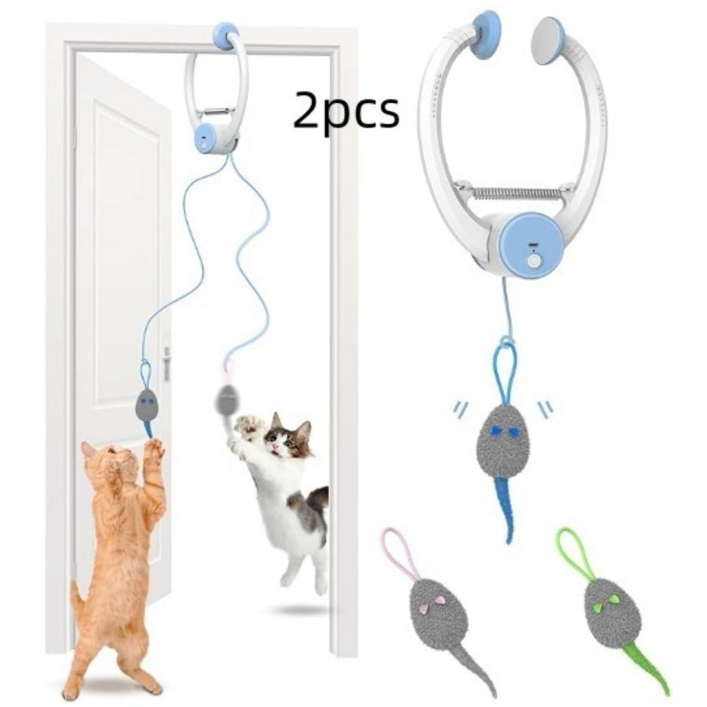 Colorful Beating Mouse Electric Door Holder Hanging Automatic Interactive Toy