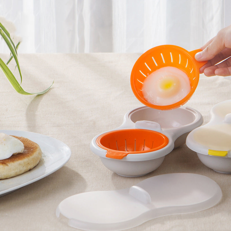 Mini Twin Egg Boiler Creative Tableware Microwave Oven Egg Steamer Double Layer With Lid