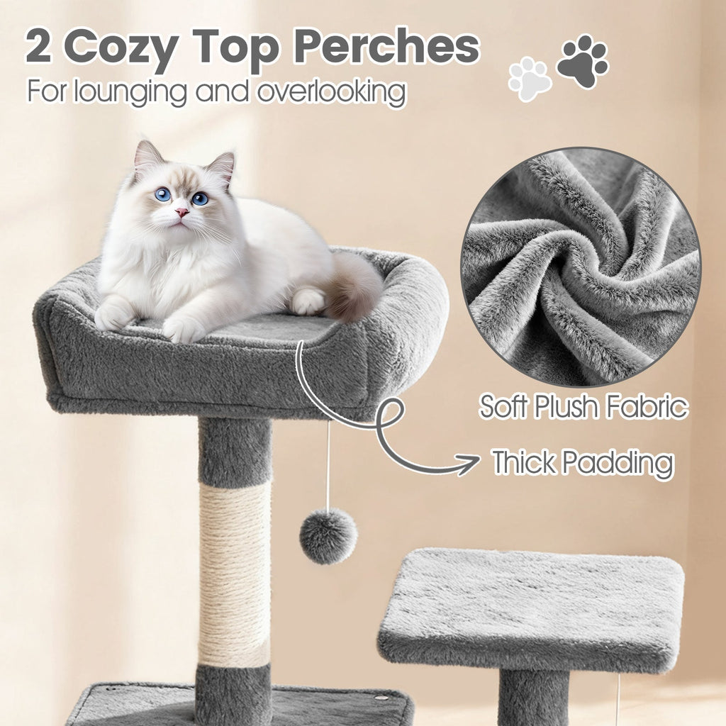 66 Inch Tall Cat Tree Multi-Level Cat Tower with 2 Condos Sisal Scratching Posts